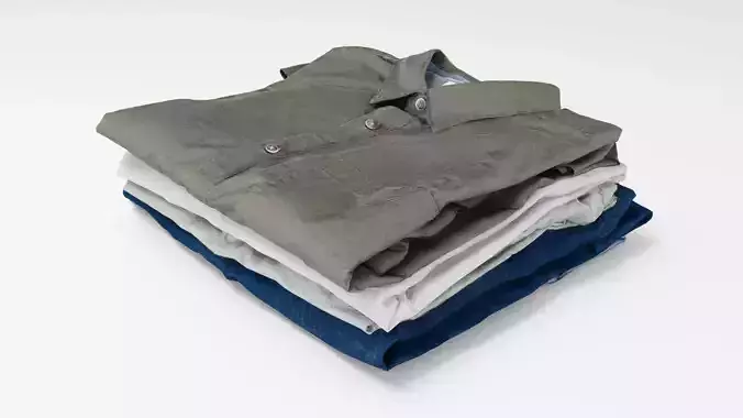 Pile or stack of folded shirts polo Generic casual clothing 