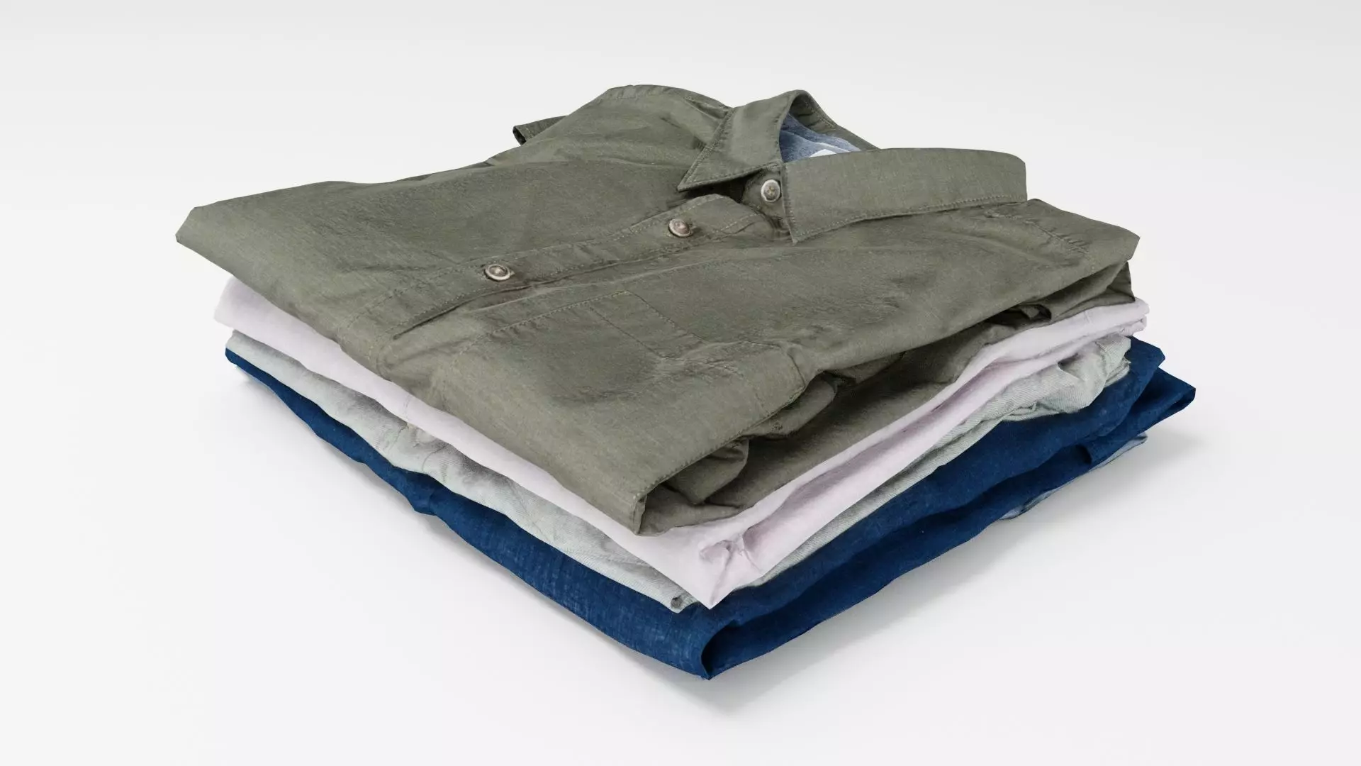 Pile or stack of folded shirts polo Generic casual clothing  3D model_0
