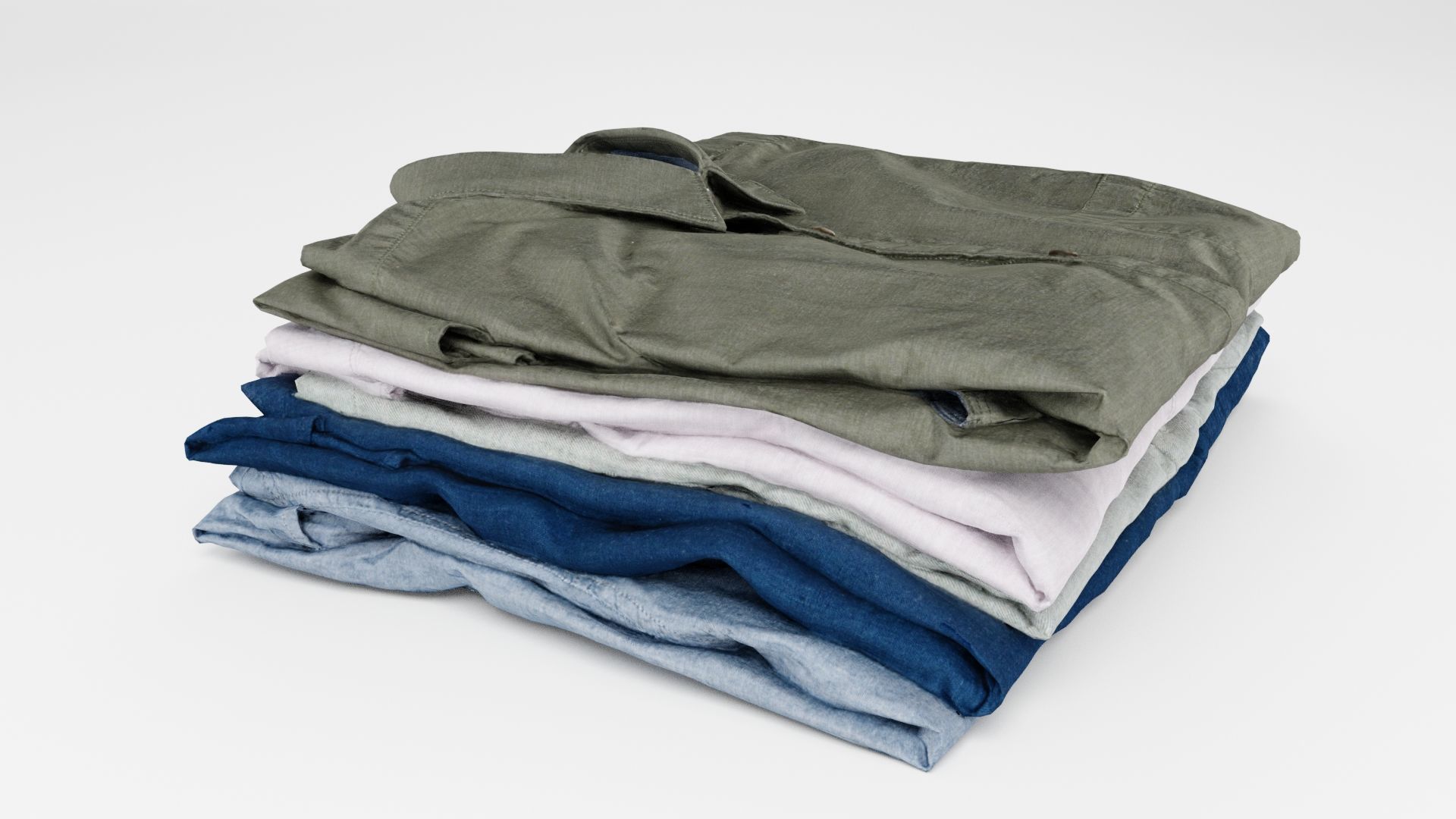 Pile or stack of folded shirts polo Generic casual clothing  3D model_3
