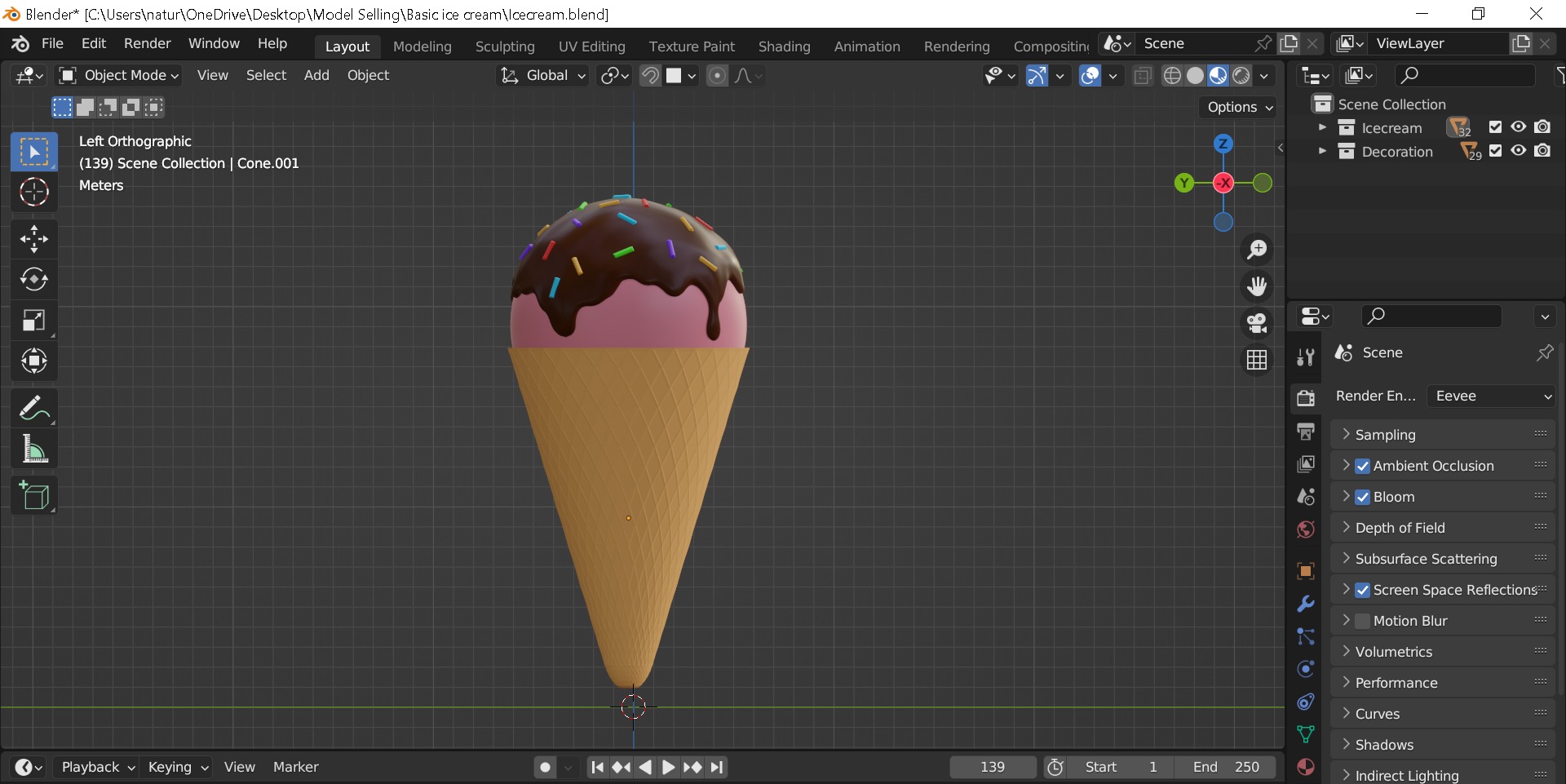 Basic Ice cream Free low-poly 3D model_2