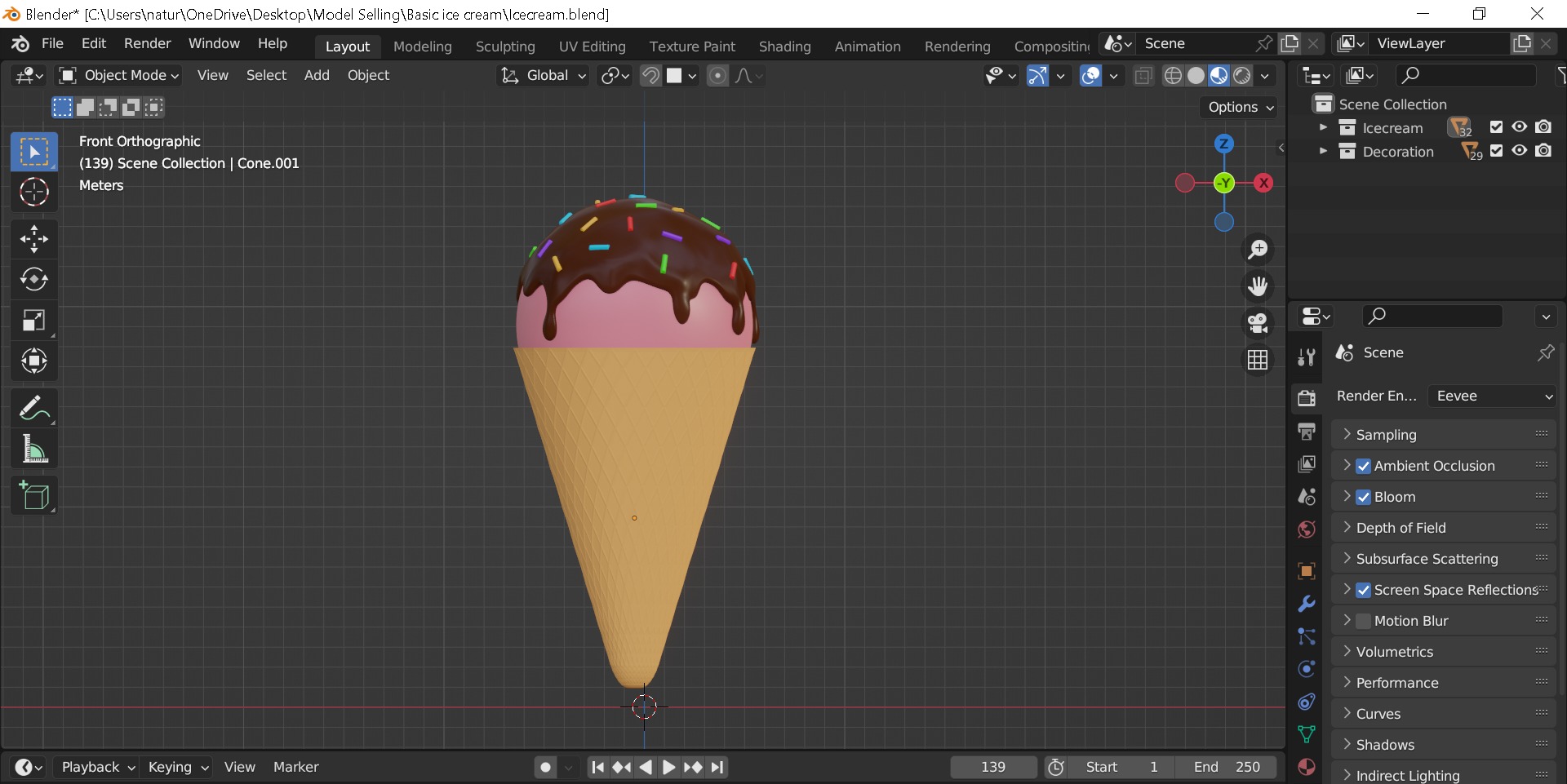 Basic Ice cream Free low-poly 3D model_3