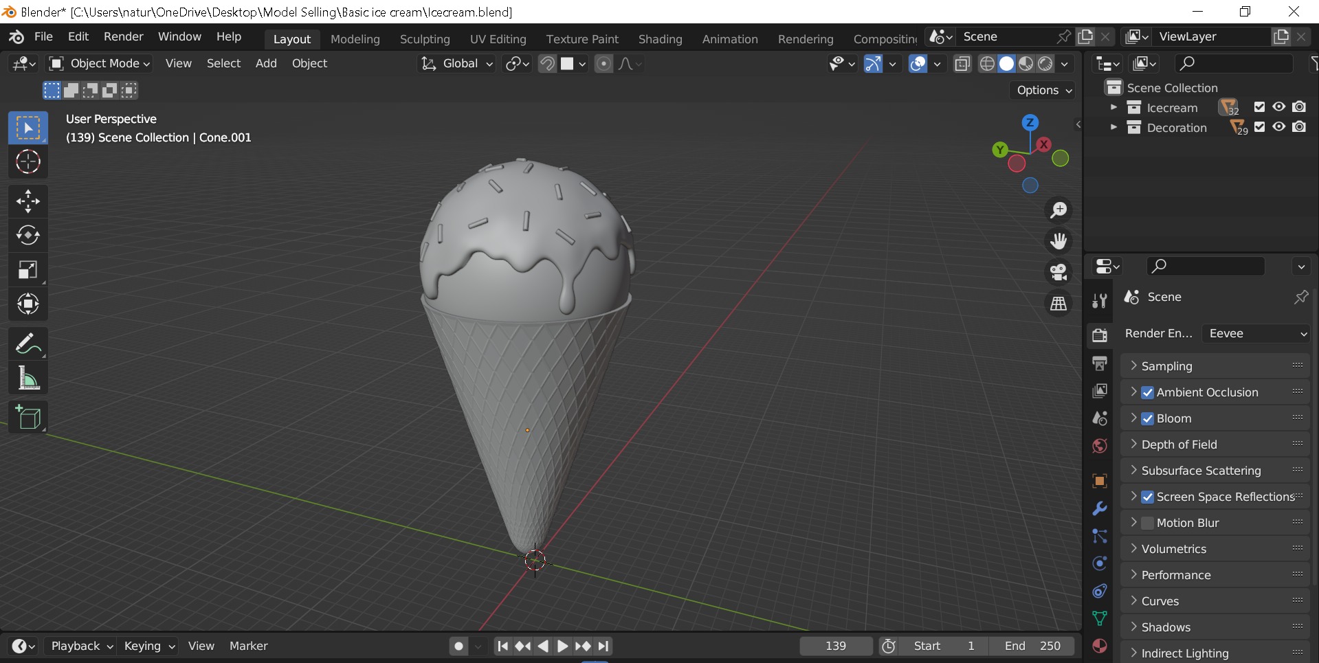 Basic Ice cream Free low-poly 3D model_7