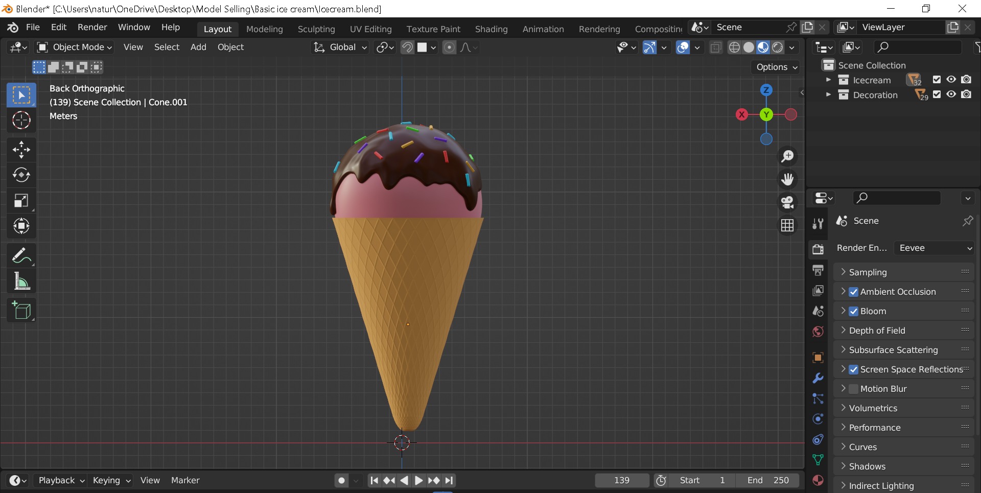 Basic Ice cream Free low-poly 3D model_4