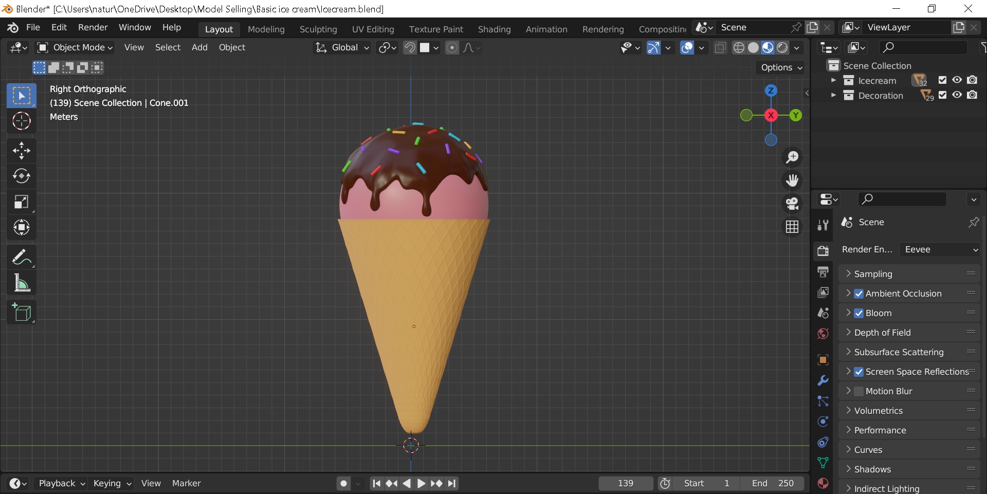 Basic Ice cream Free low-poly 3D model_1