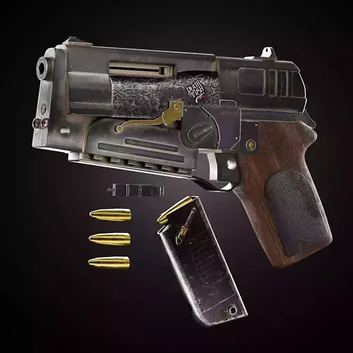 PBR Game Ready Gun 3D Model with Animation  Low-poly 3D model