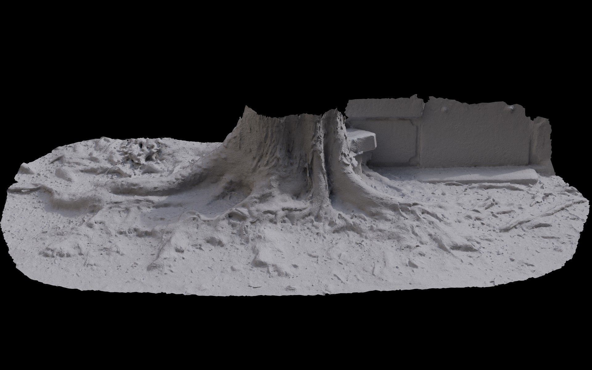 asphalt damaged road tree roots part13 photogrammetry Low-poly 3D model_3