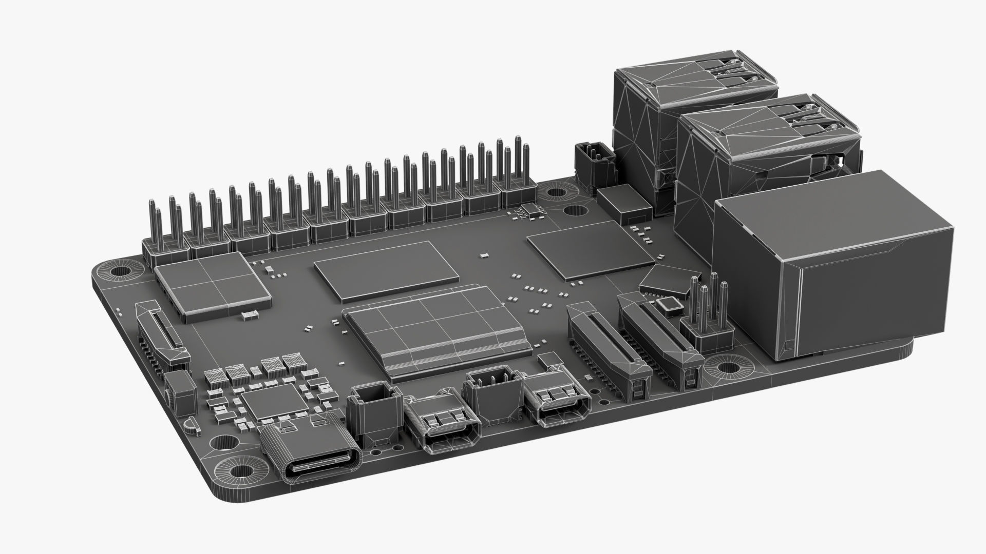 Raspberry pi 5 Low-poly 3D model_17