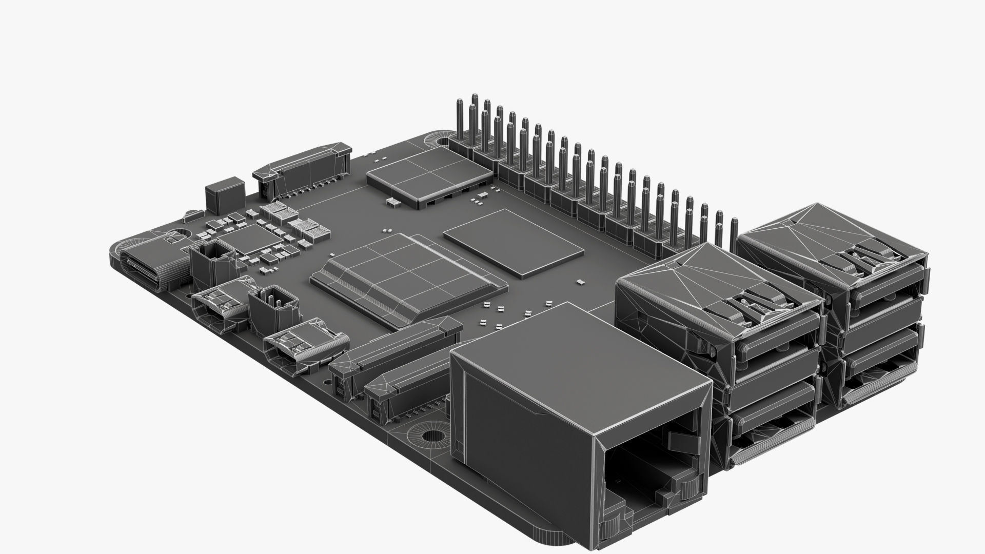 Raspberry pi 5 Low-poly 3D model_16