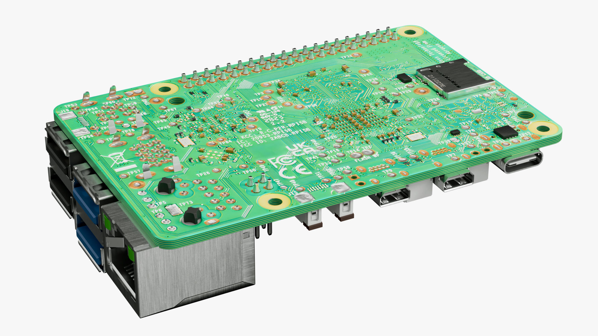 Raspberry pi 5 Low-poly 3D model_8