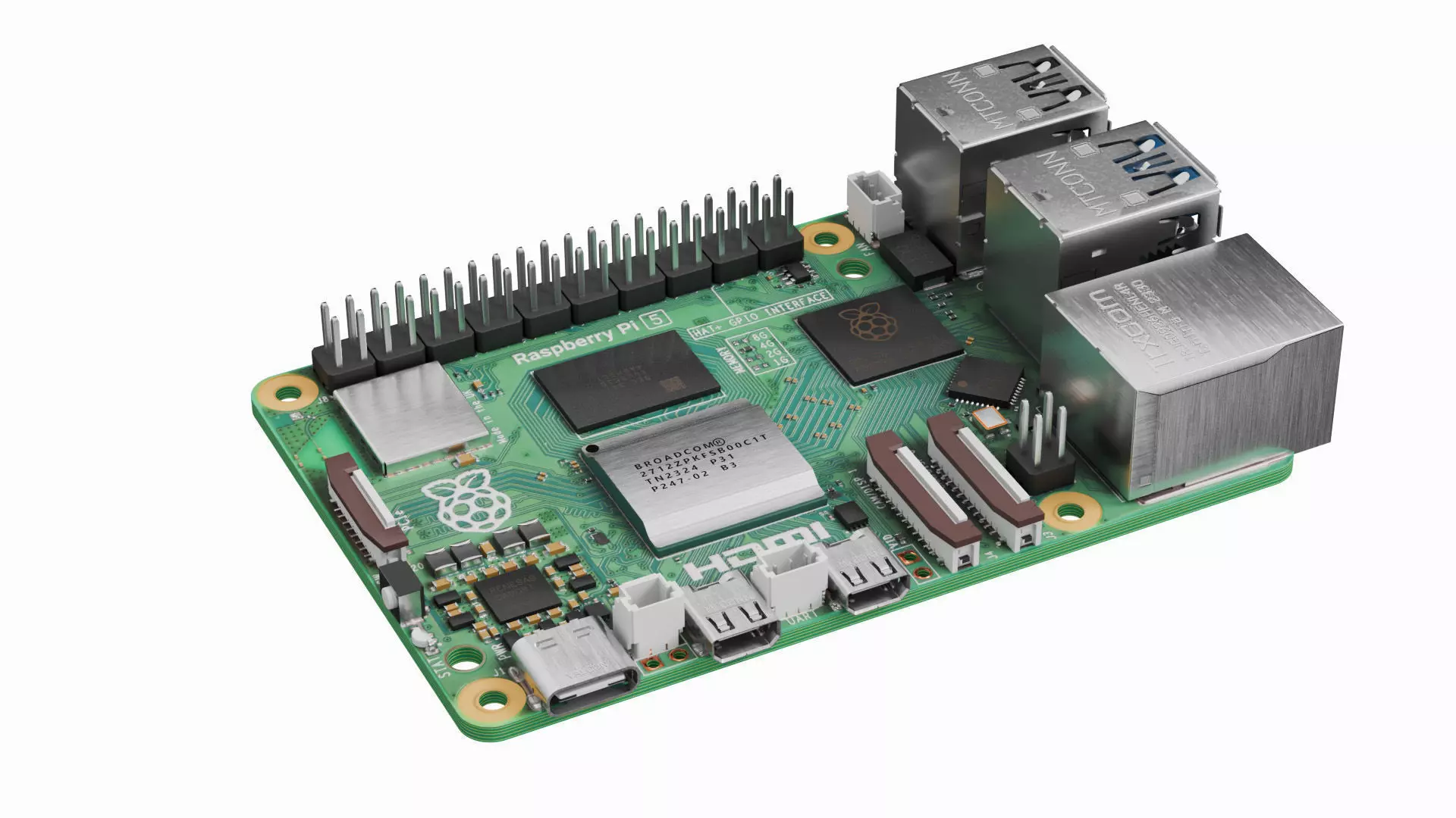 Raspberry pi 5 Low-poly 3D model_0
