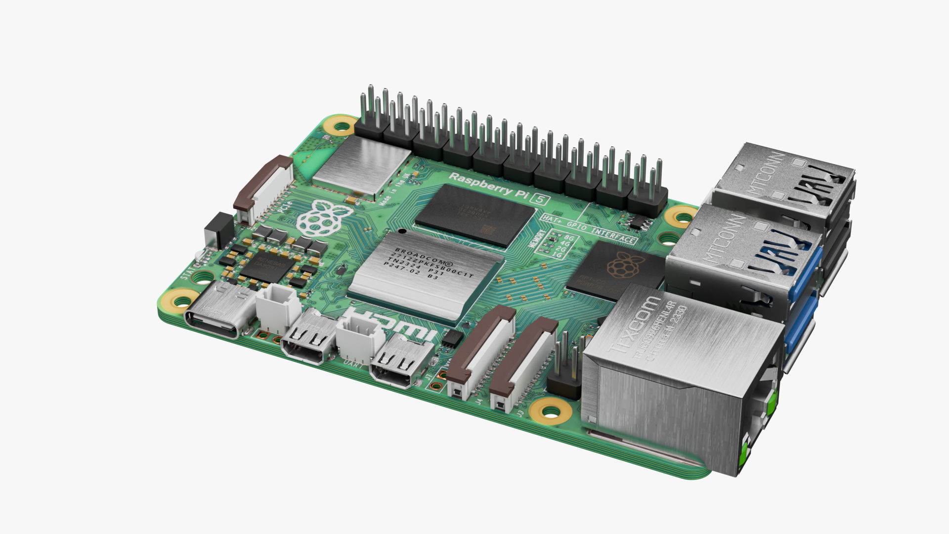 Raspberry pi 5 Low-poly 3D model_7