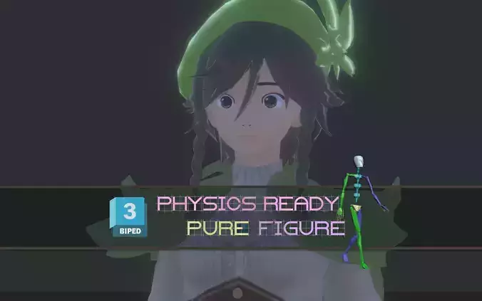 3DsMax Biped model Genshin impact Venti cosplay