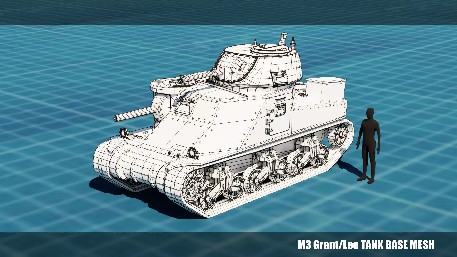 M3 GRANT TANK BASE MESH Low-poly 3D model