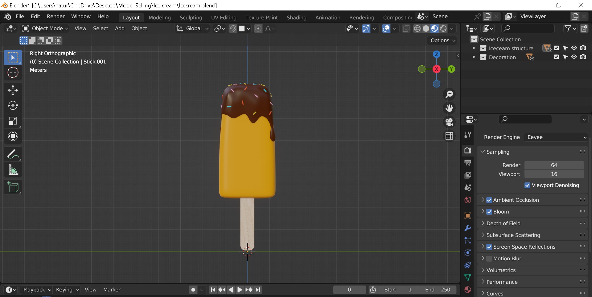 Ice cream Low-poly 3D model_2