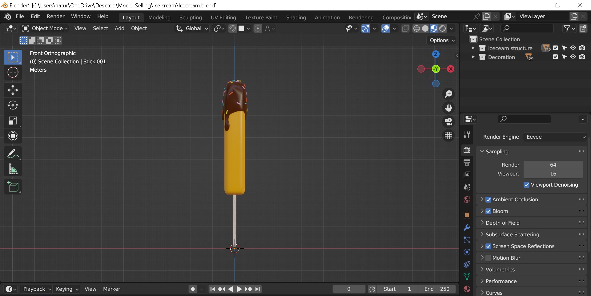 Ice cream Low-poly 3D model_4