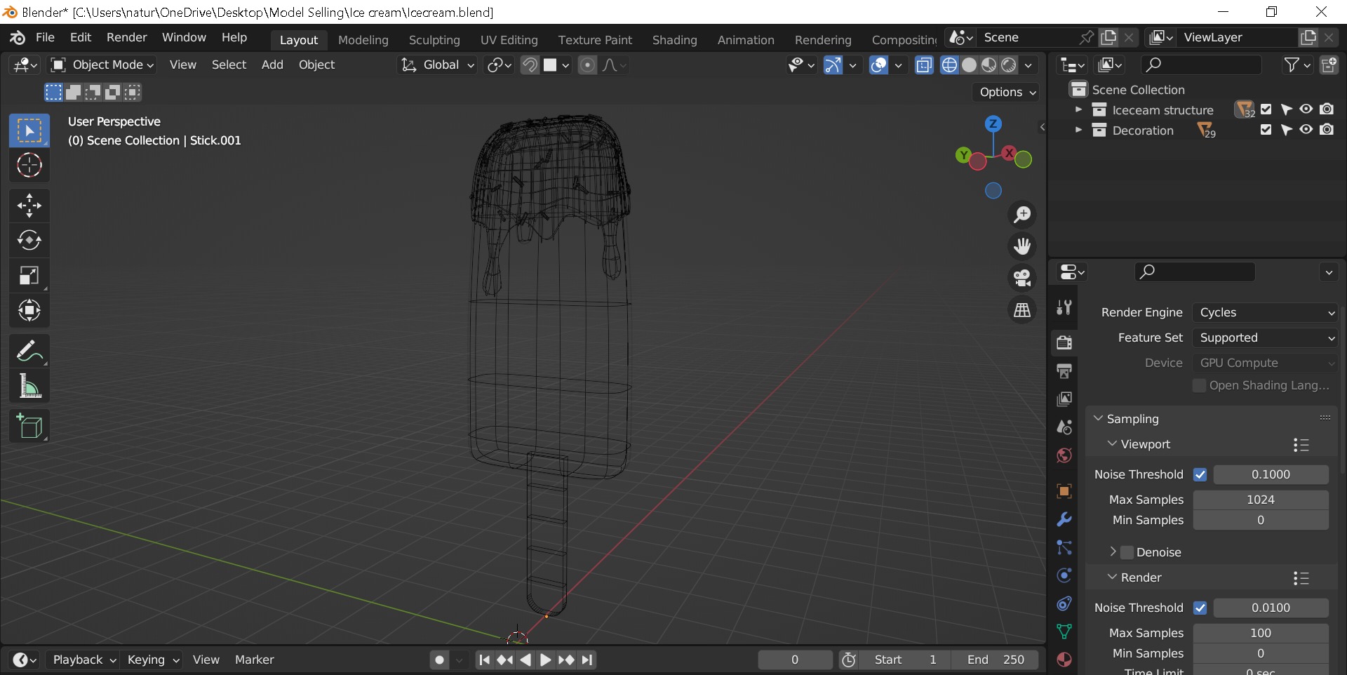 Ice cream Low-poly 3D model_9
