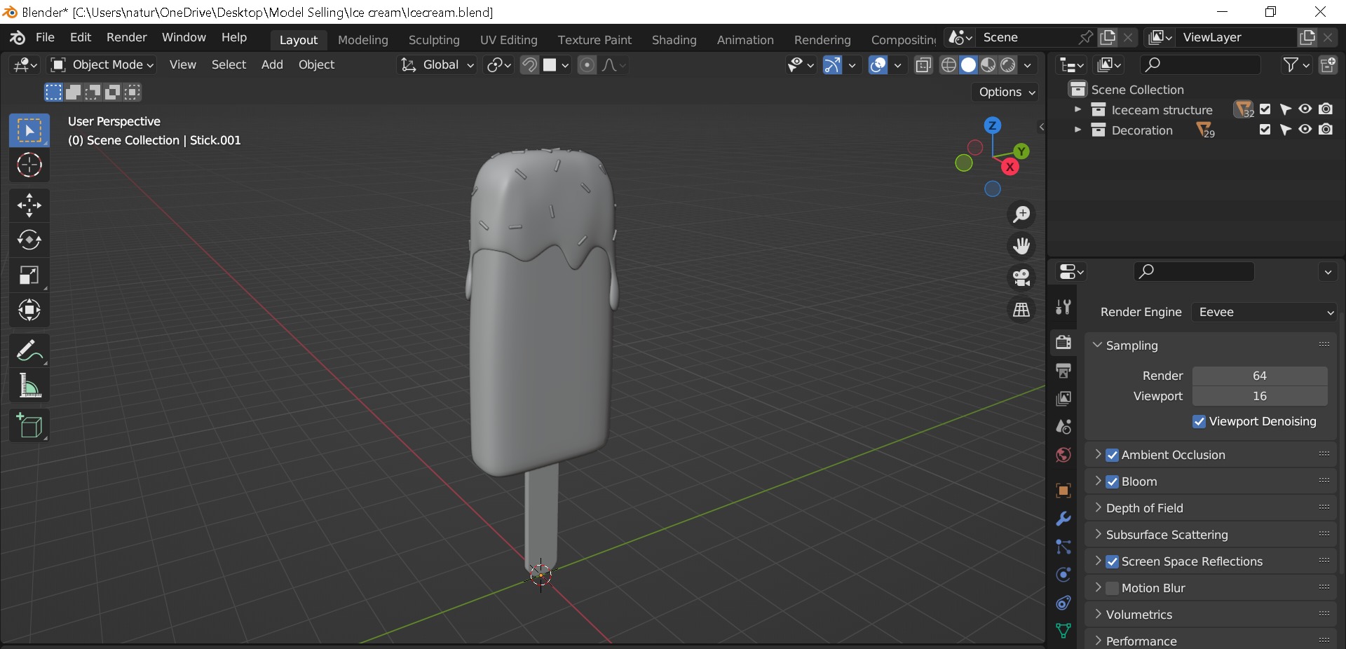 Ice cream Low-poly 3D model_8