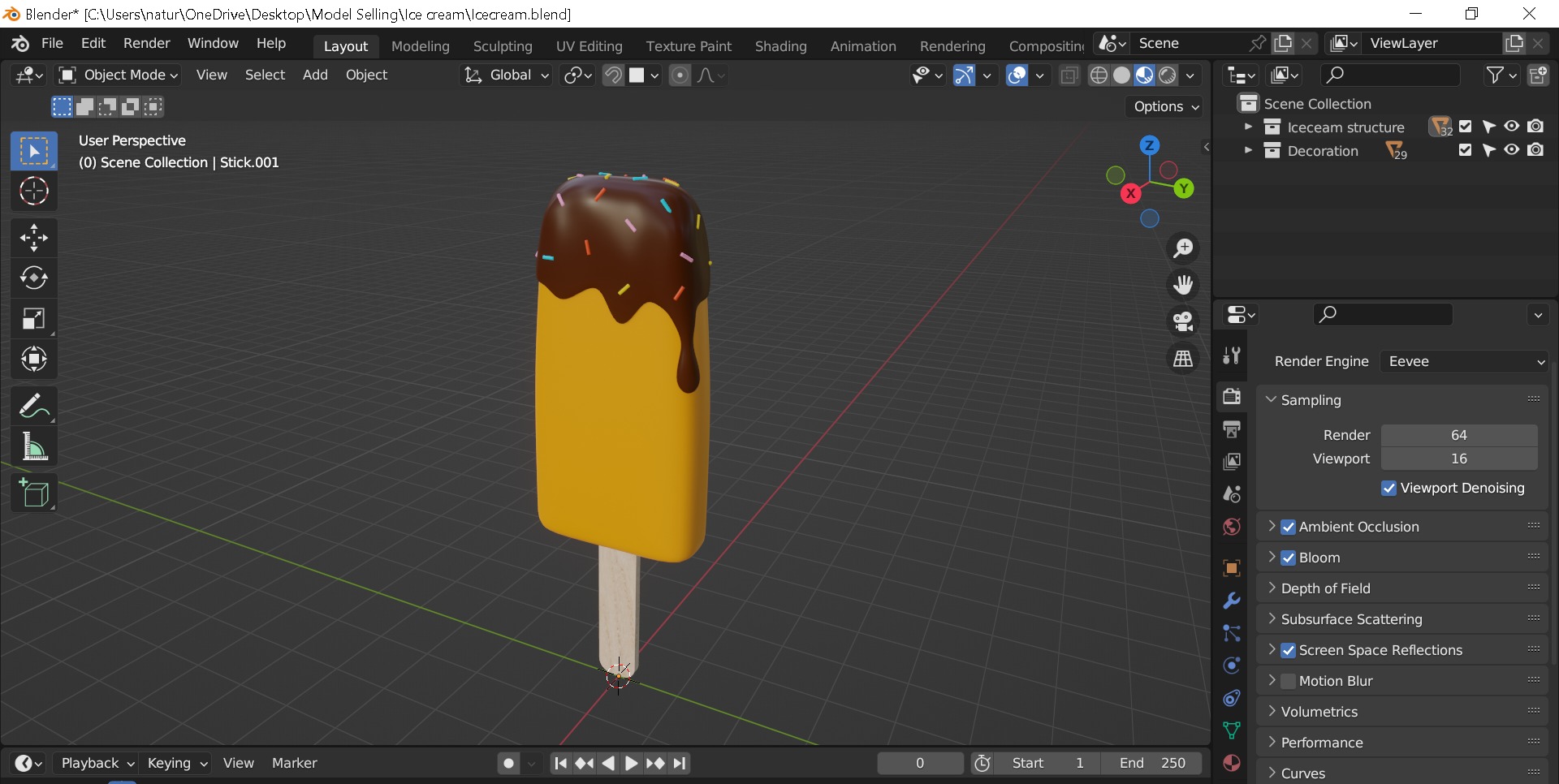 Ice cream Low-poly 3D model_1