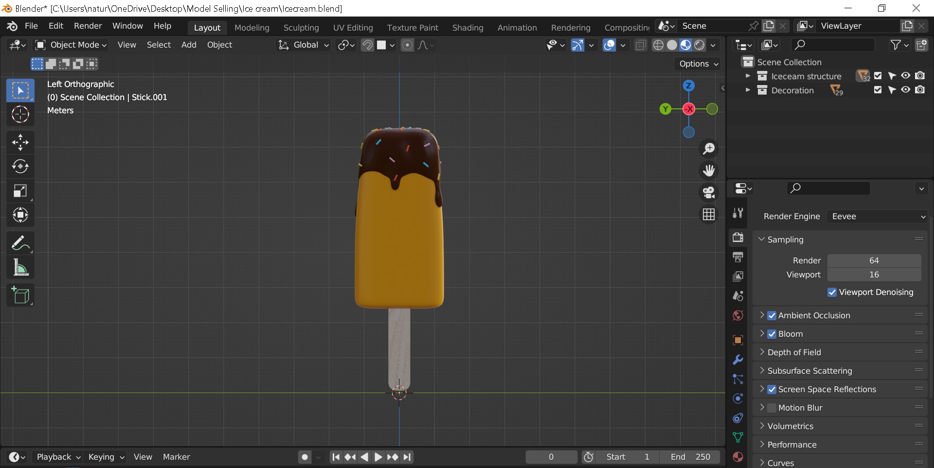 Ice cream Low-poly 3D model_3