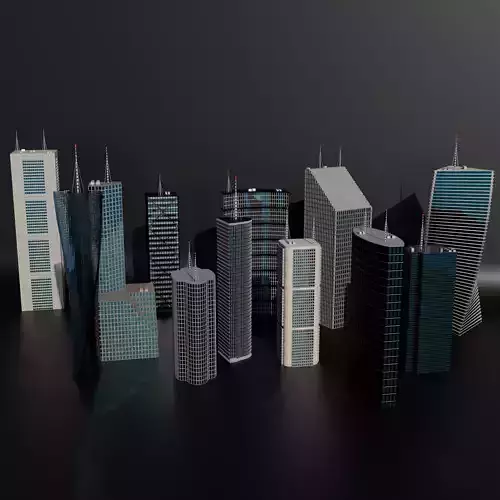 Low-poly procedural skyscrapers bundle