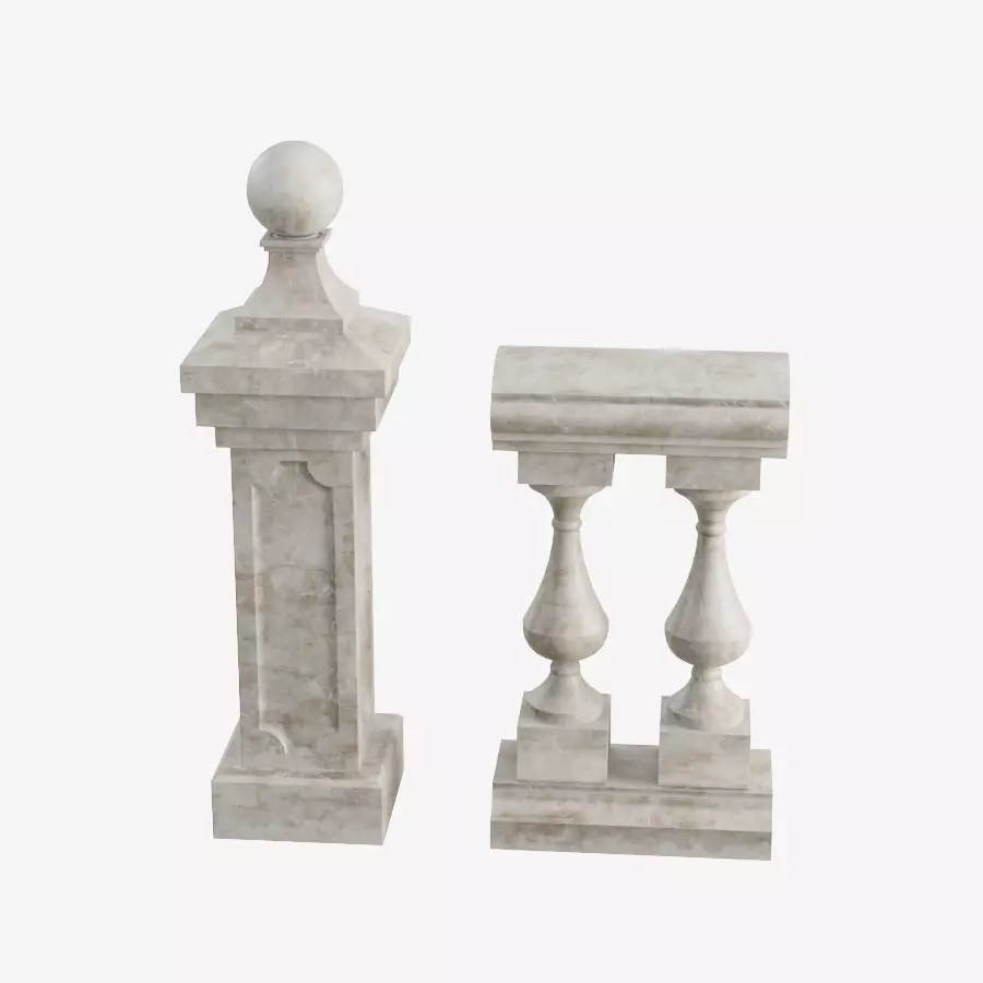 Balustrade Free low-poly 3D model_0