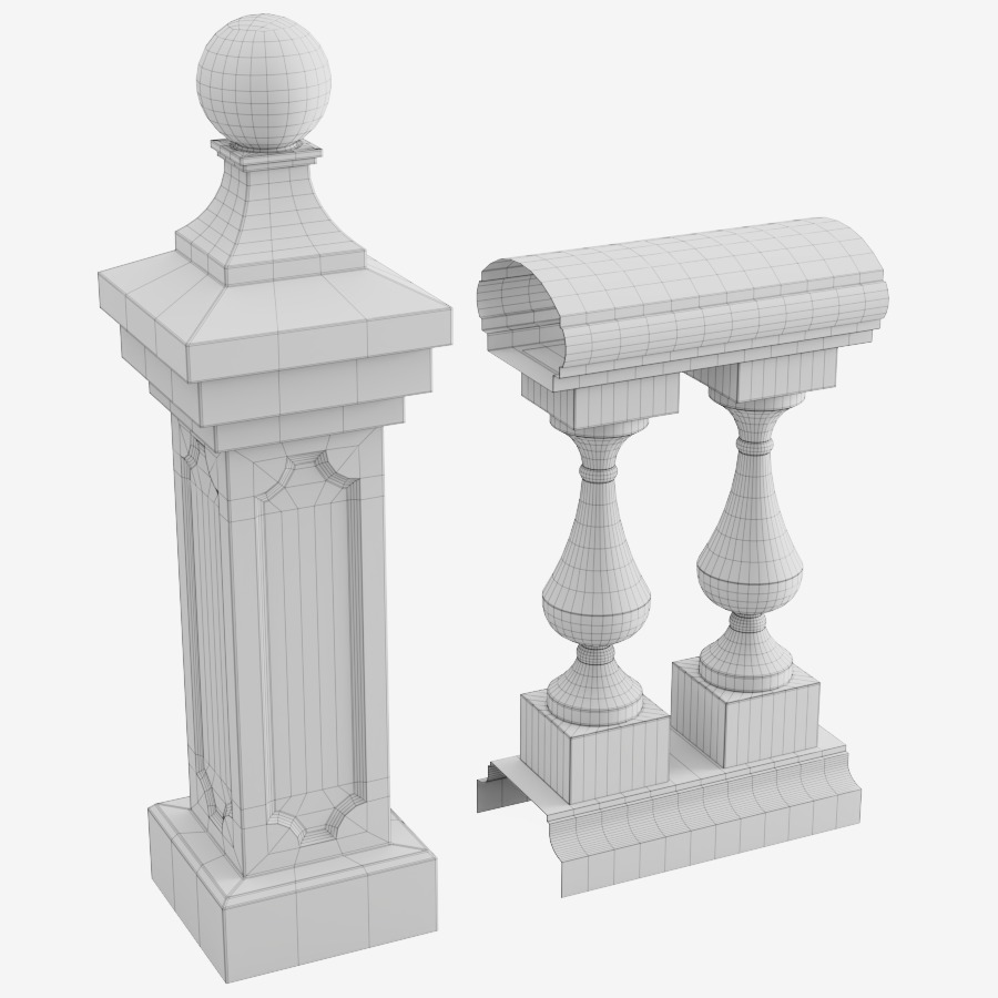 Balustrade Free low-poly 3D model_7