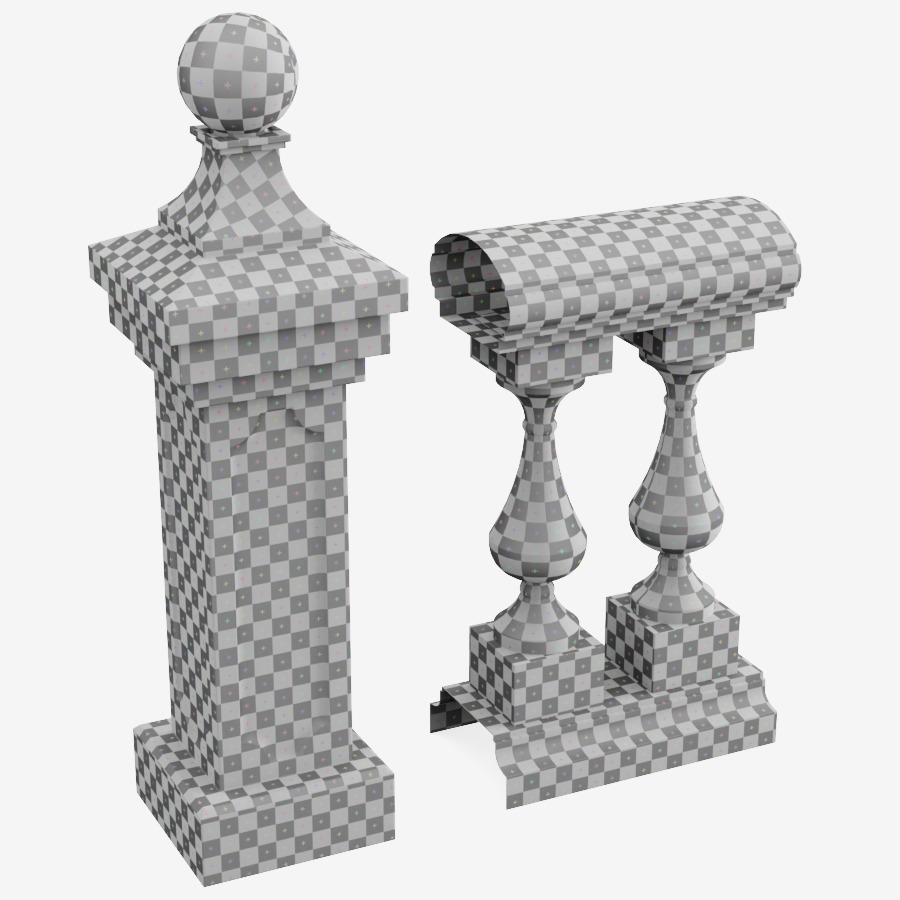Balustrade Free low-poly 3D model_6