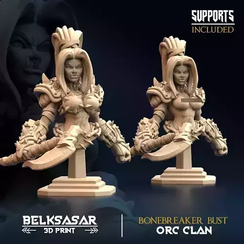 Female Orc Bust Topless and Normal 3D print model