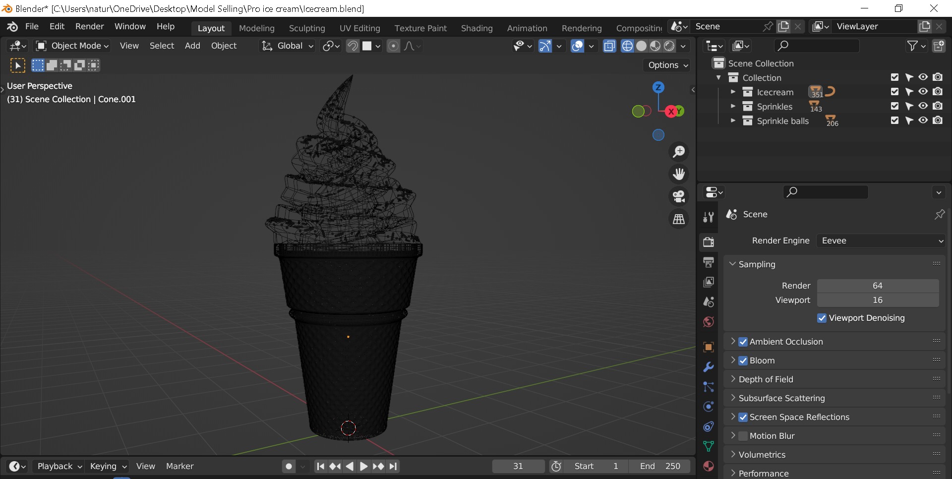 Ice cream Low-poly 3D model_9