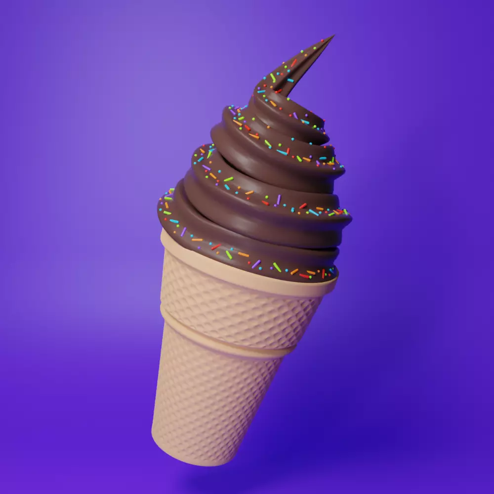 Ice cream Low-poly 3D model_0