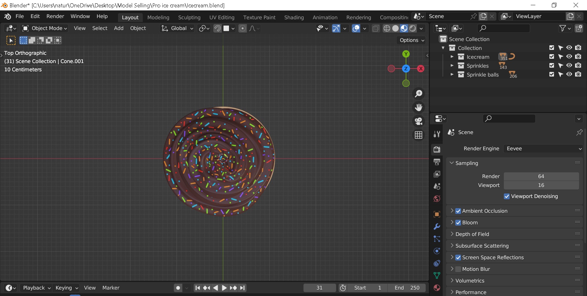 Ice cream Low-poly 3D model_6