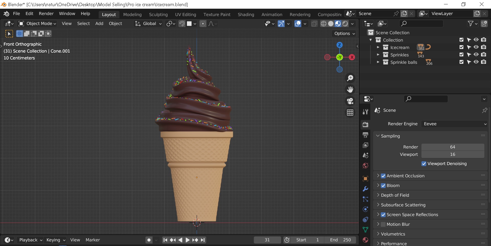 Ice cream Low-poly 3D model_4