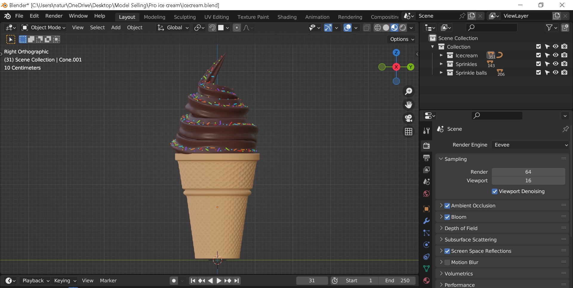 Ice cream Low-poly 3D model_2
