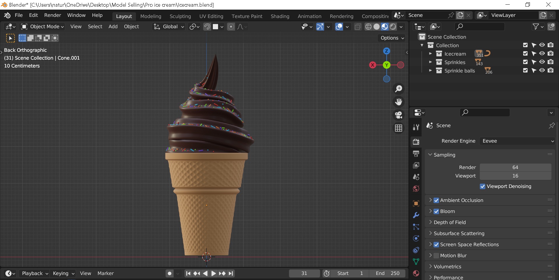 Ice cream Low-poly 3D model_5