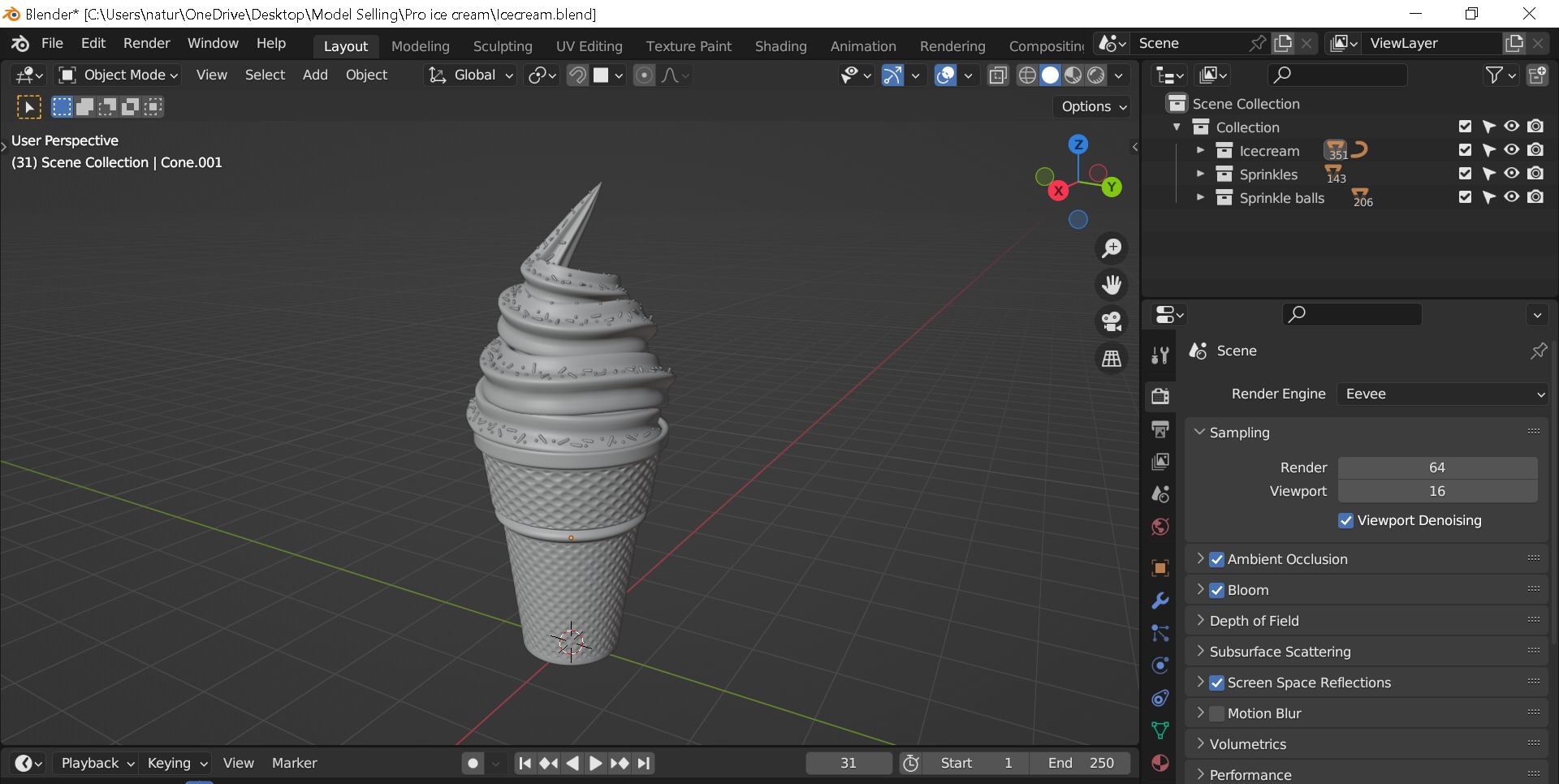 Ice cream Low-poly 3D model_8