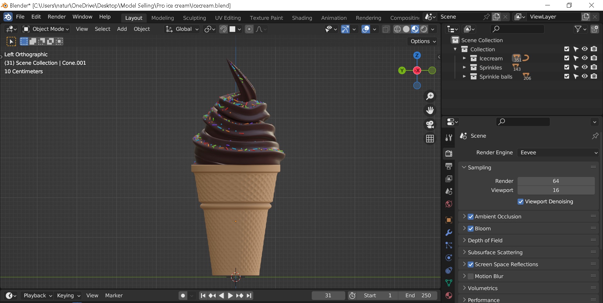 Ice cream Low-poly 3D model_3