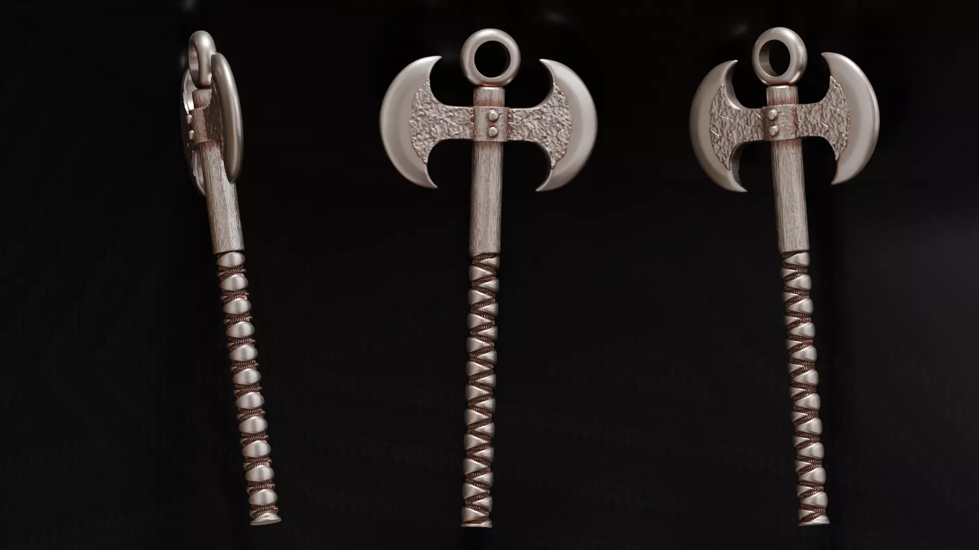 Double Headed Battle Axe Pendant 3D print model_0