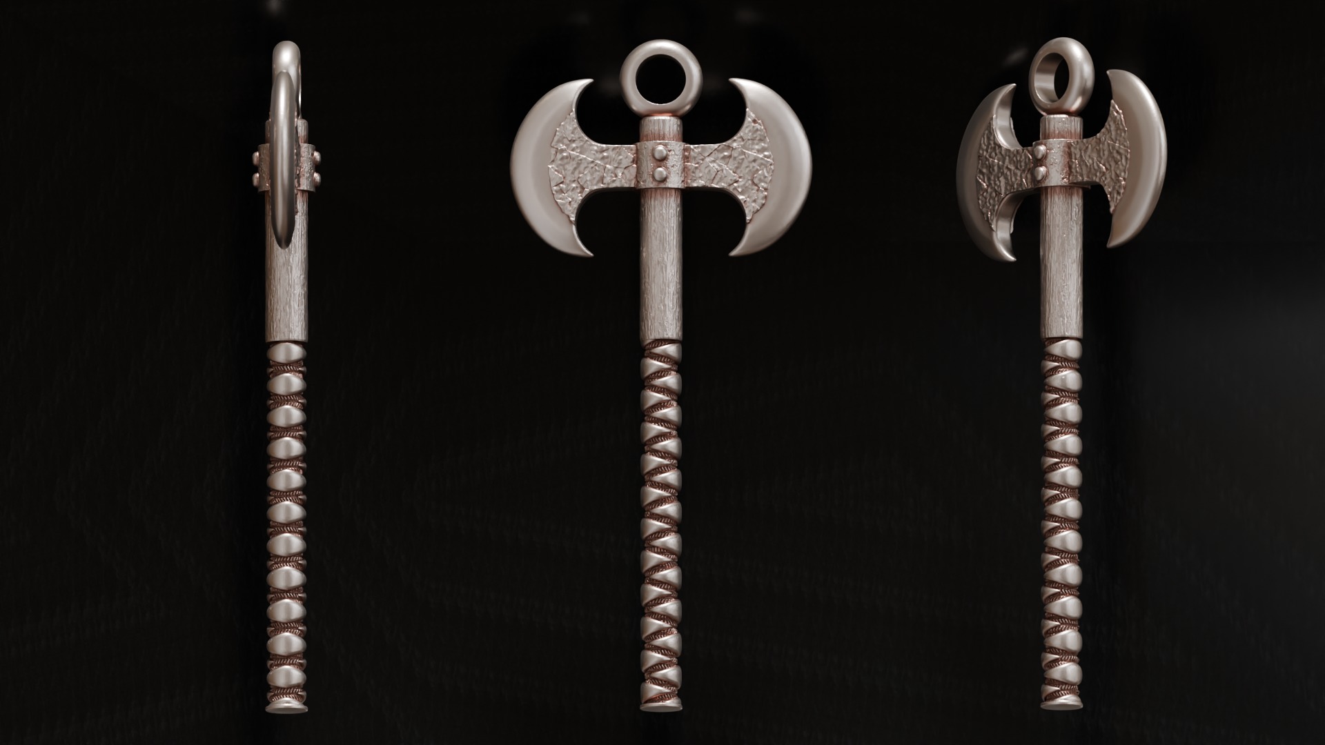 Double Headed Battle Axe Pendant 3D print model_2