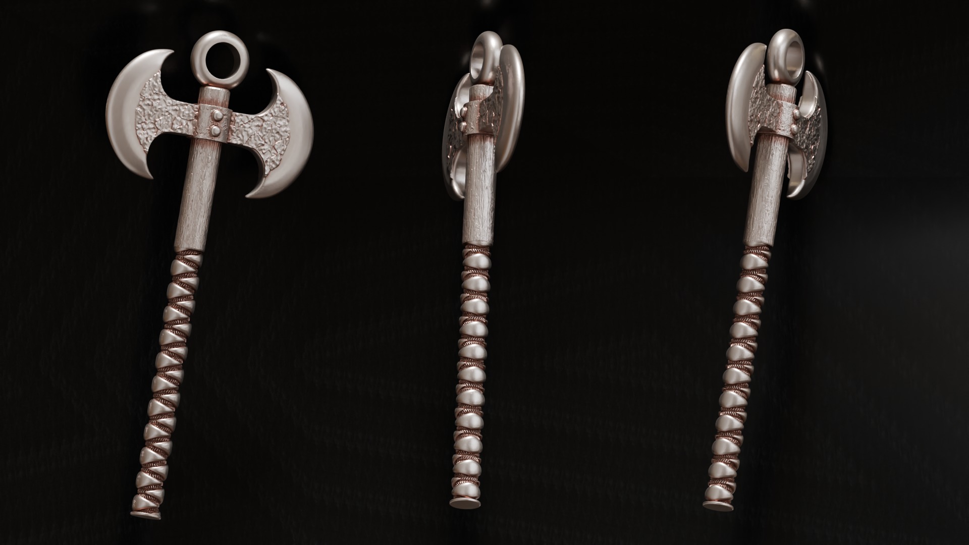 Double Headed Battle Axe Pendant 3D print model_1