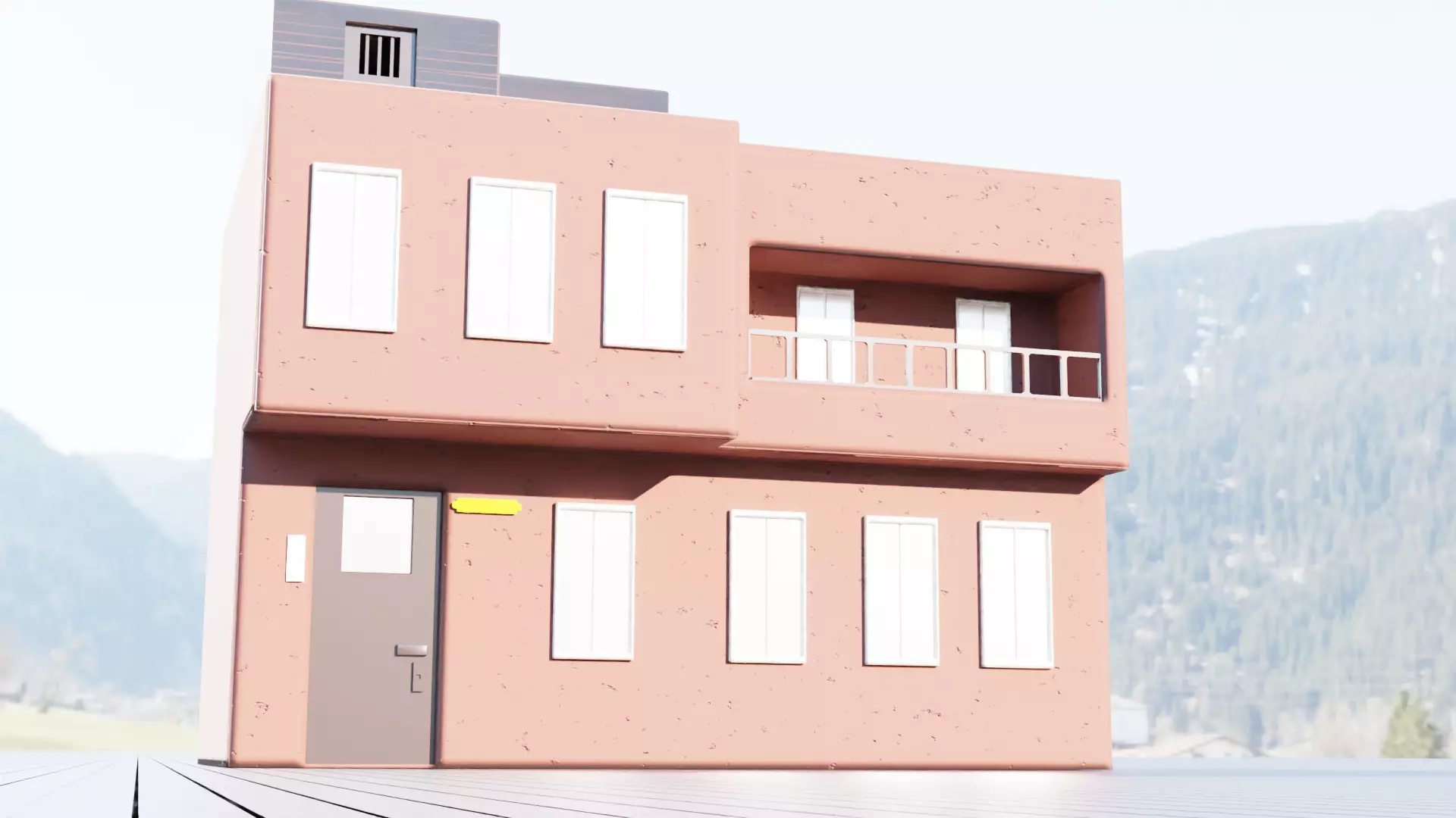 house 1 2 1 free Free low-poly 3D model_0