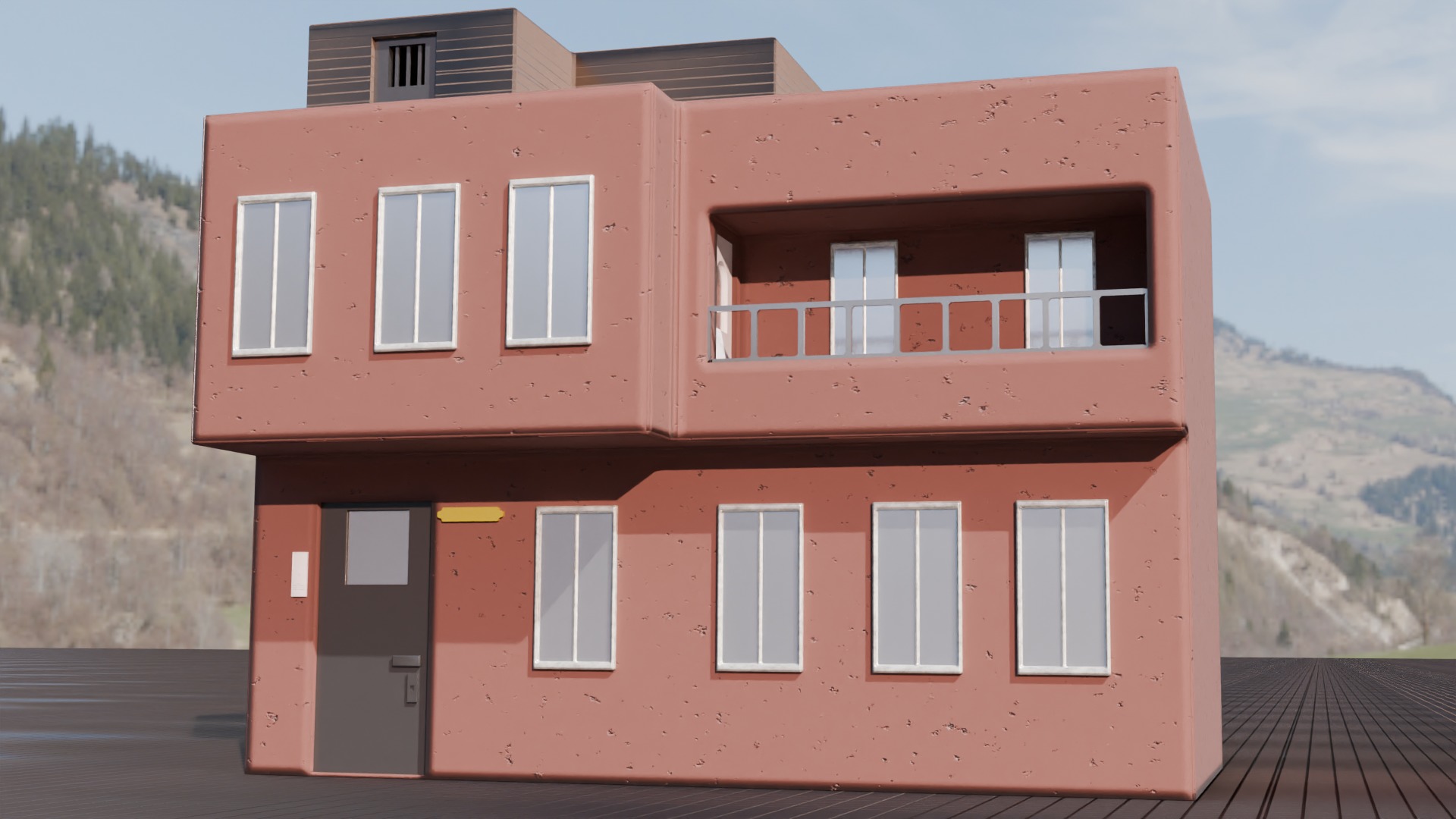 house 1 2 1 free Free low-poly 3D model_2