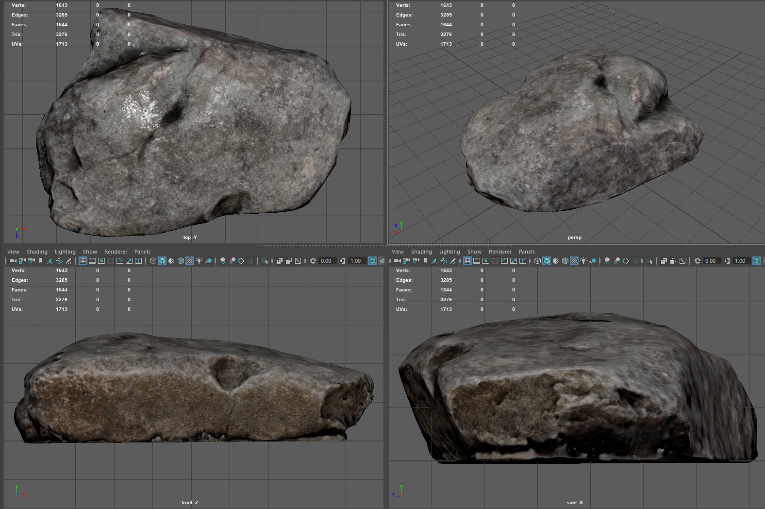 Realistic Gray Rock Model 2 Low-poly 3D model_8