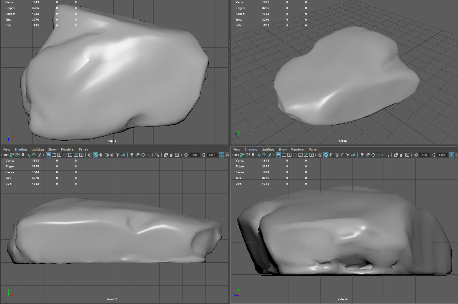 Realistic Gray Rock Model 2 Low-poly 3D model_9