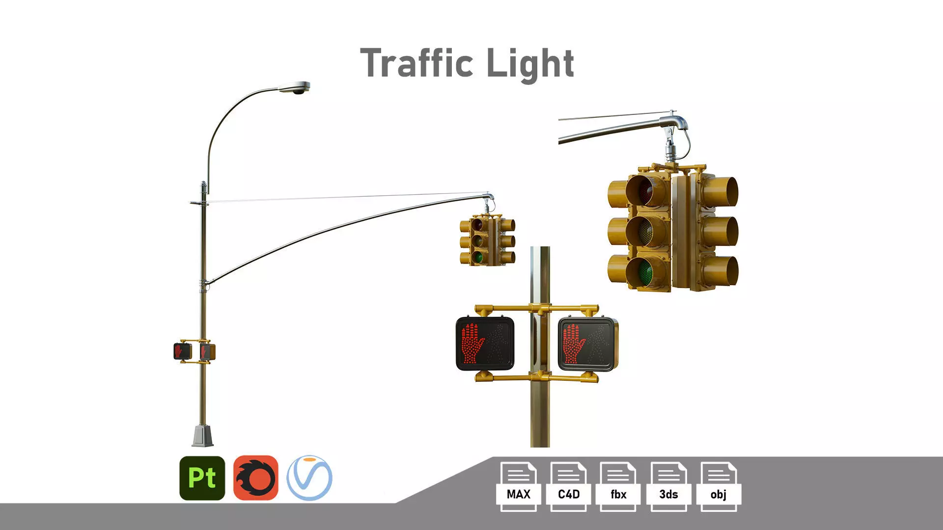 Traffic Light 08 Low-poly 3D model_0