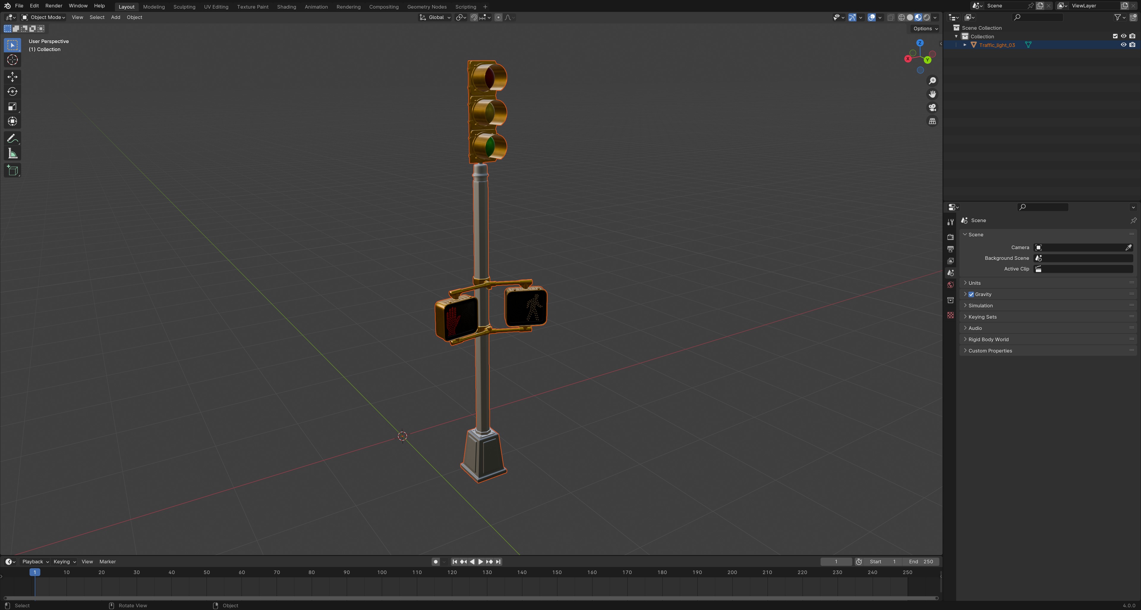 Traffic Light 09 Low-poly 3D model_12