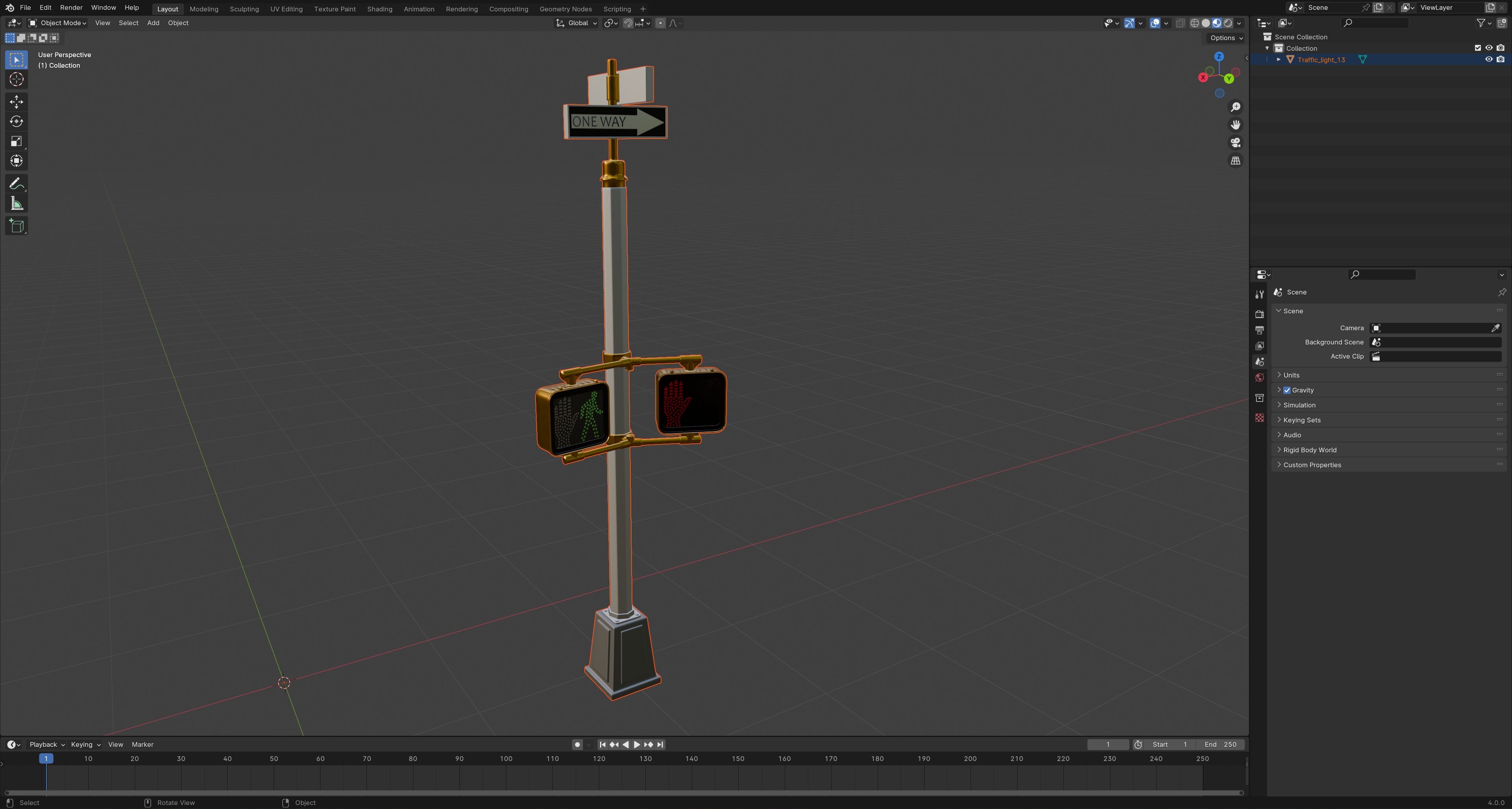 Traffic Light 10 Low-poly 3D model_9