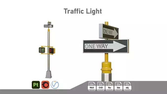 Traffic Light 10 Low-poly 3D model