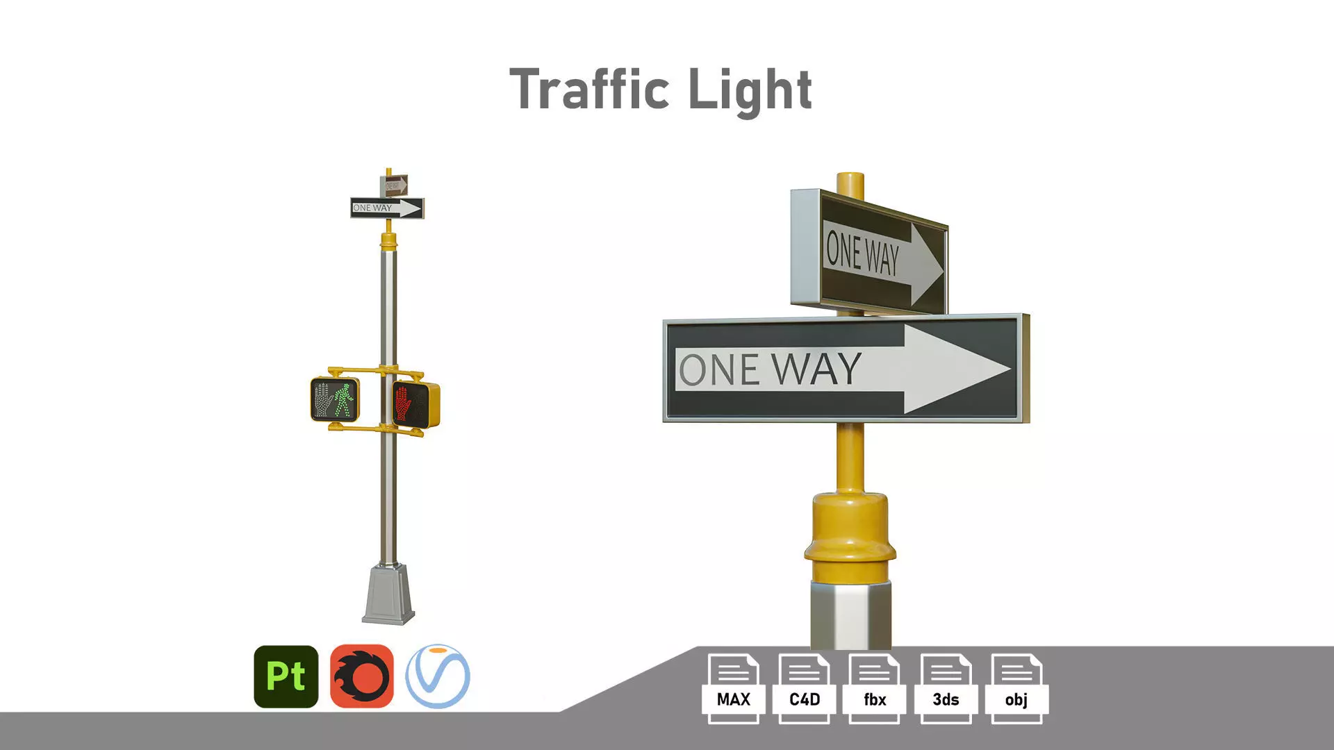 Traffic Light 10 Low-poly 3D model_0