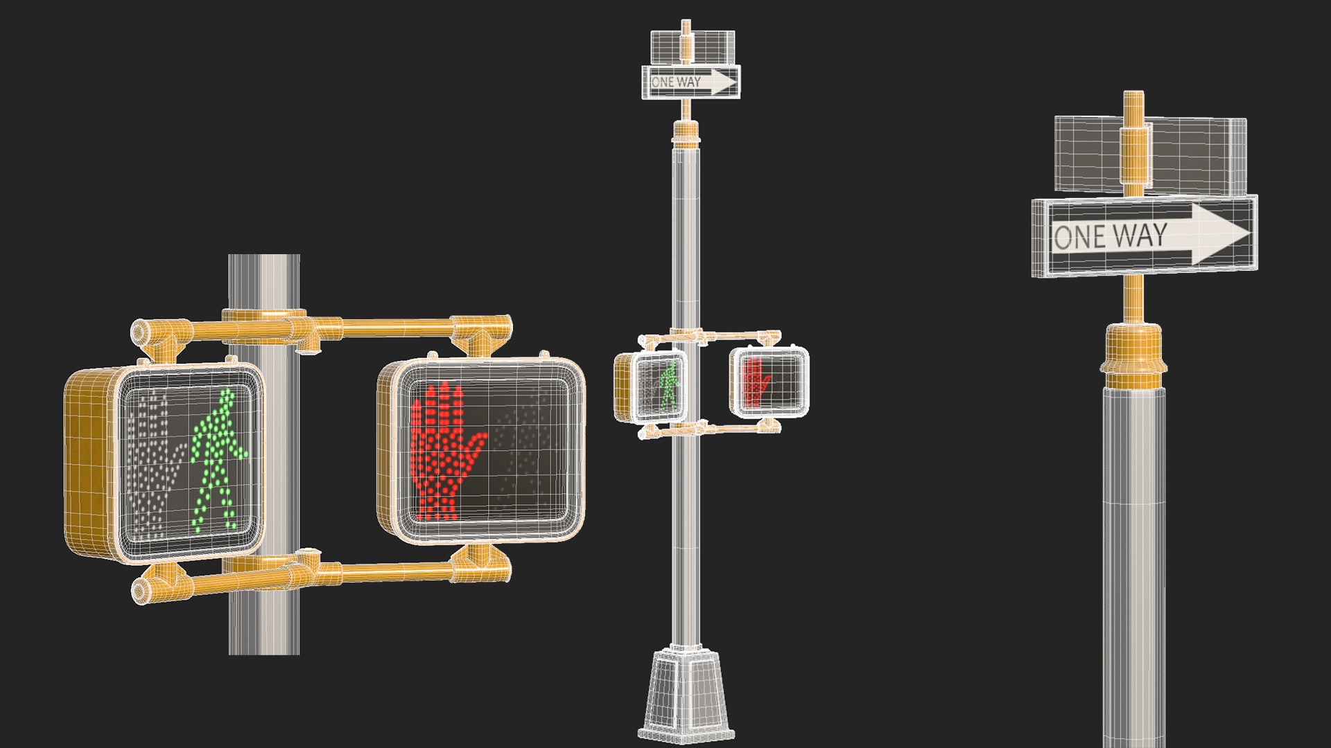 Traffic Light 10 Low-poly 3D model_12