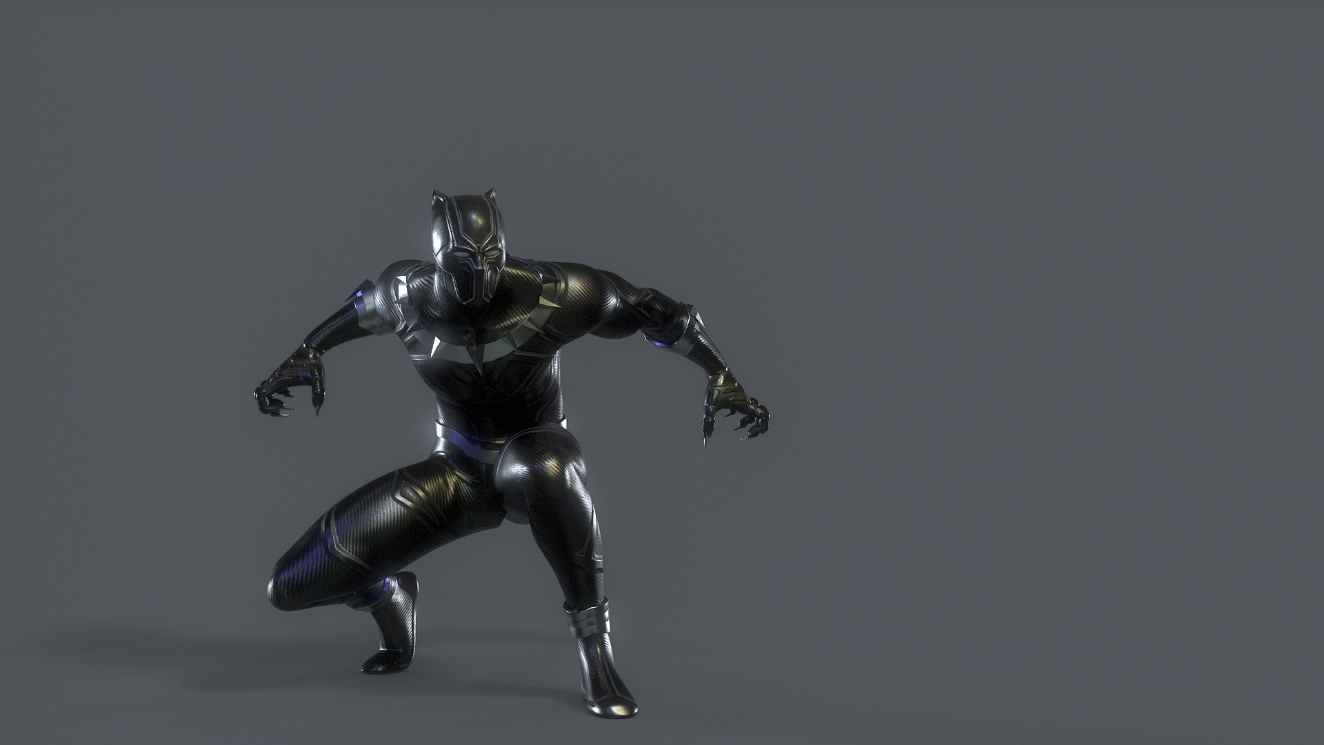 Black Panther Rig Low-poly 3D model_3